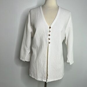 Elegant White Textured jacket/coverup